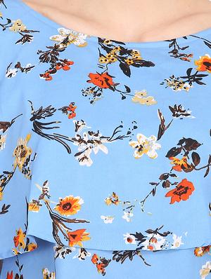 cape sleeved floral a-line dress - 16453985 - Standard Image - 4