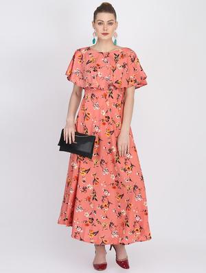 cape sleeved floral a-line dress - 16453986 - Standard Image - 4