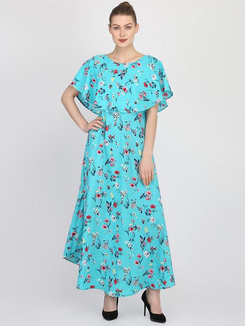 cape sleeved floral a-line dress - 16453988 - Standard Image - 1