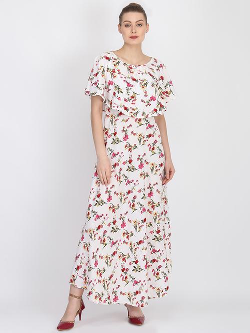 cape sleeves floral maxi dress - 16453989 - Standard Image - 1