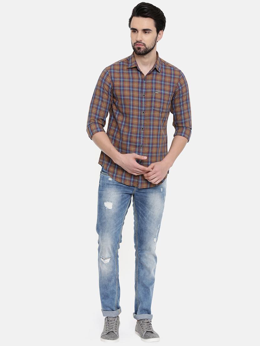 brown checkered casual shirt - 16456400 - Zoom Image - 4
