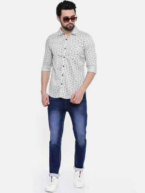 grey printed casual shirt - 16456441 - Standard Image - 4