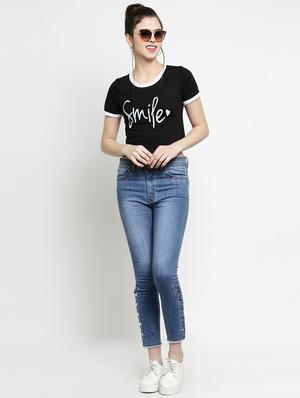 contrast detail slogan crop tee - 16456831 - Standard Image - 4