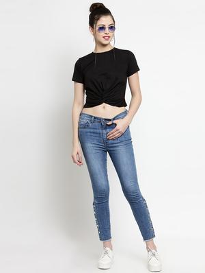 knot detail solid crop tee - 16456855 - Standard Image - 4
