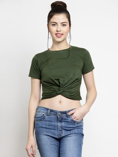 knot detail solid crop tee - 16456856 - Standard Image - 1