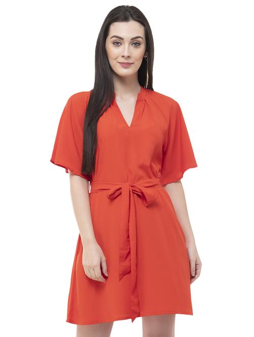 tie front solid a-line dress - 16458569 - Very Small Image - 1