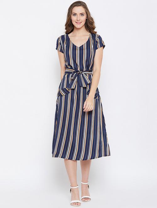 tie knot striped A-line dress - 16458980 - Very Small Image - 1