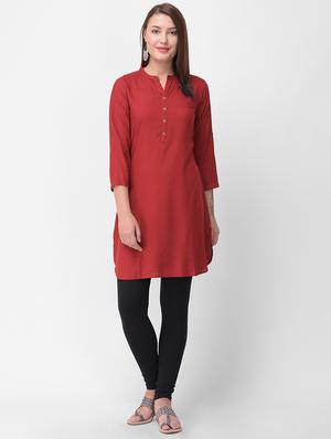 solid straight kurti - 16461666 - Standard Image - 4