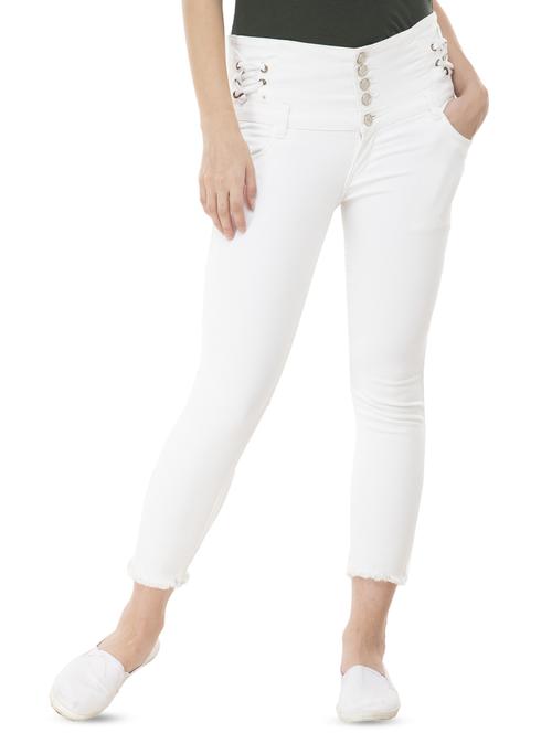 button up criss cross detail jean - 16462727 - Standard Image - 1