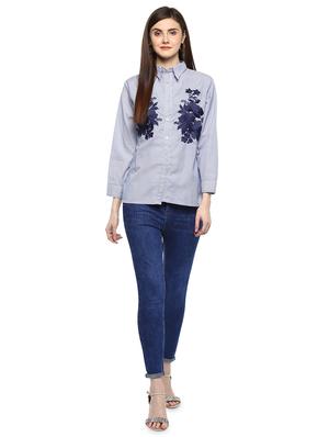 floral embroidered pin stripes shirt - 16463233 - Standard Image - 4