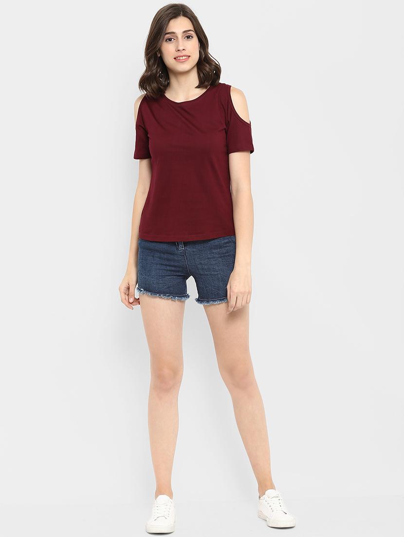 cold shoulder solid tee - 16465533 - Zoom Image - 4