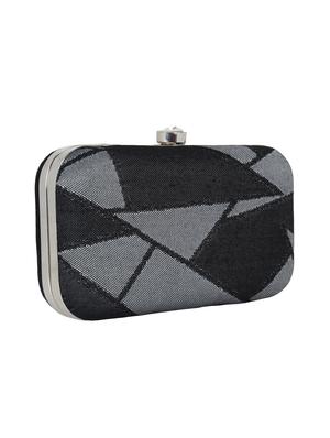 black cotton polyester blend box clutch - 16466018 - Standard Image - 4