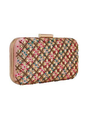 multi colored faux silk box clutch - 16466023 - Standard Image - 4