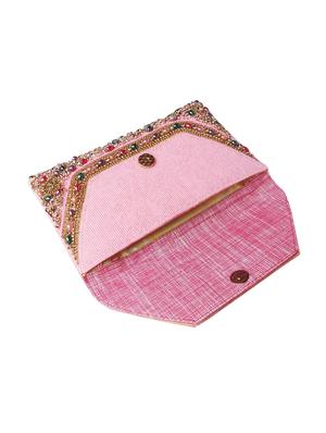 pink silk envelope clutch - 16466424 - Standard Image - 4