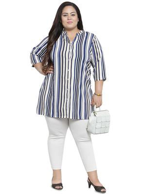 mandarin neck striped tunic - 16466514 - Standard Image - 4
