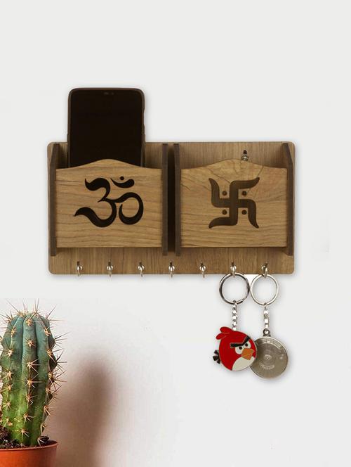 om-swastik-wooden key holder (7 hooks) - 16467913 - Standard Image - 1