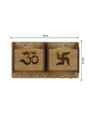 om-swastik-wooden key holder (7 hooks) - 16467913 - Standard Image - 4