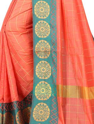 bordered chanderi saree with blouse - 16468635 - Standard Image - 4
