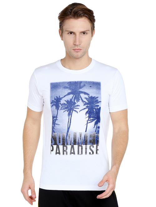 white chest print t-shirt - 16472682 - Standard Image - 1