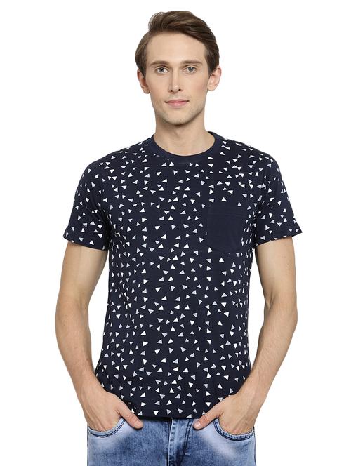 navy blue printed pocket t-shirt - 16472692 - Standard Image - 1