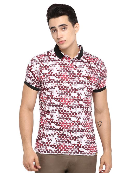 red printed collared t-shirt - 16472698 - Standard Image - 1