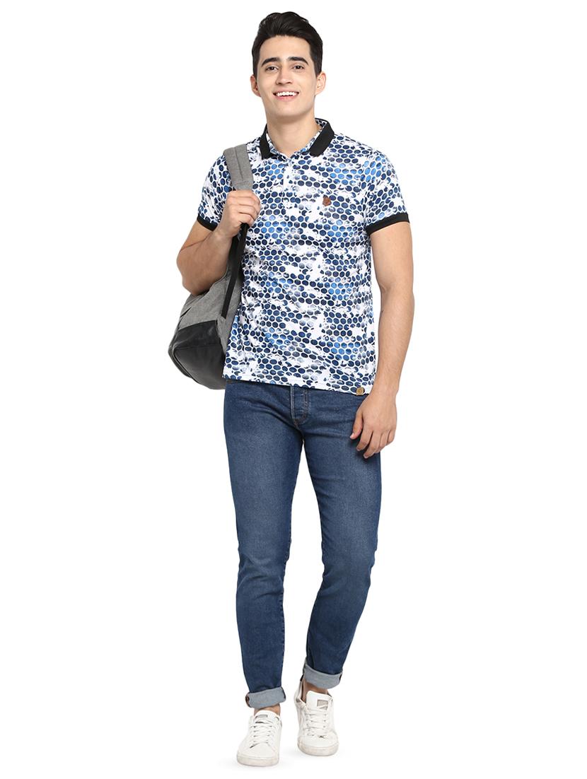 blue printed collared t-shirt - 16472699 - Zoom Image - 4