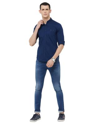 navy blue solid casual shirt - 16473345 - Standard Image - 4