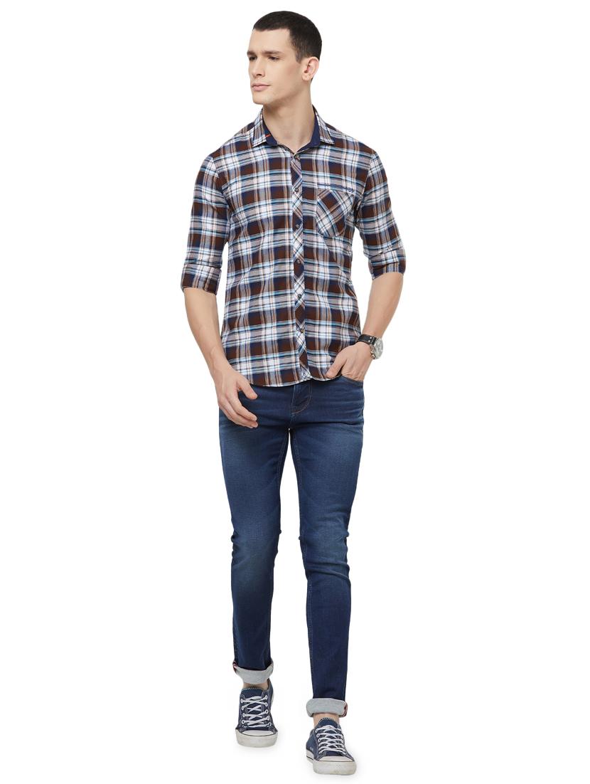 brown checkered casual shirt - 16473357 - Zoom Image - 4
