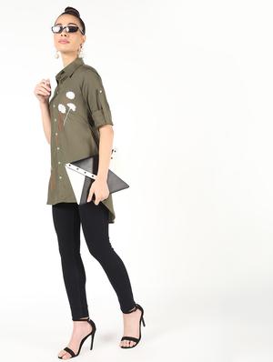 roll up sleeved floral embroidered shirt - 16474380 - Standard Image - 4