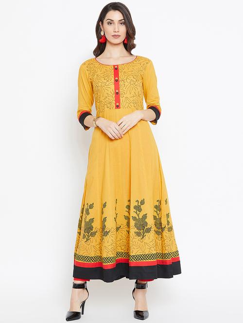 block printed anarkali kurta - 16475857 - Standard Image - 1