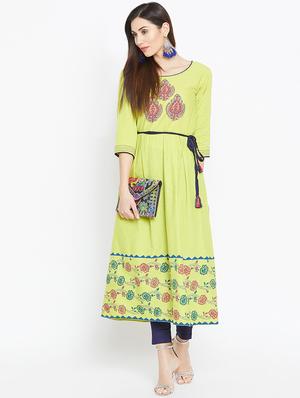 block printed a-line kurta - 16475861 - Standard Image - 4