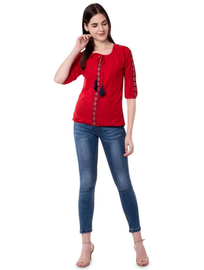 tie up neck lace detail top - 16475905 - Zoom Image - 4