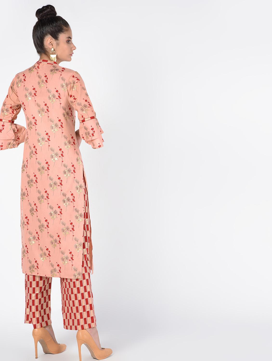gold print kurta palazzo set - 16476142 - Zoom Image - 4