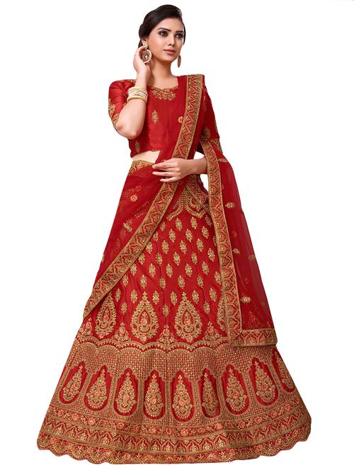 embroidered a-line lehenga - 16476403 - Standard Image - 1