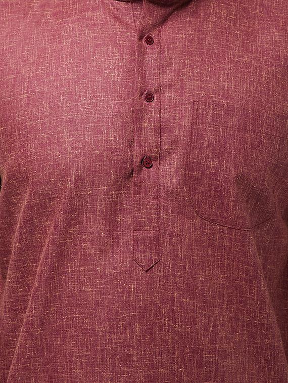 maroon solid kurta pyjama set - 16480007 - Zoom Image - 4