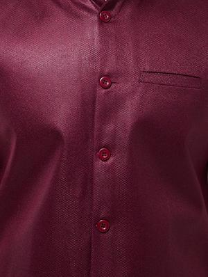 maroon solid nehru jacket - 16480400 - Standard Image - 4