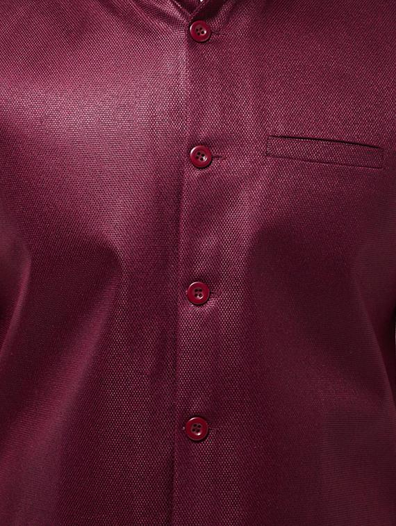 maroon solid nehru jacket - 16480400 - Zoom Image - 4