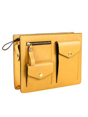 yellow leather structured sling bag - 16480439 - Standard Image - 4
