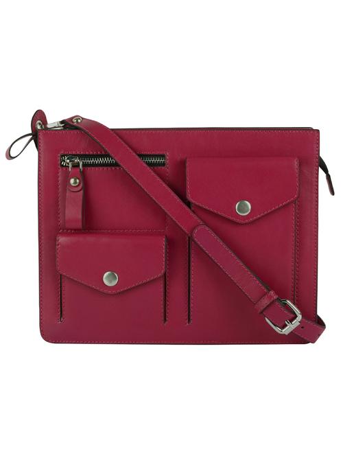 maroon leather structured sling bag - 16480449 - Standard Image - 1