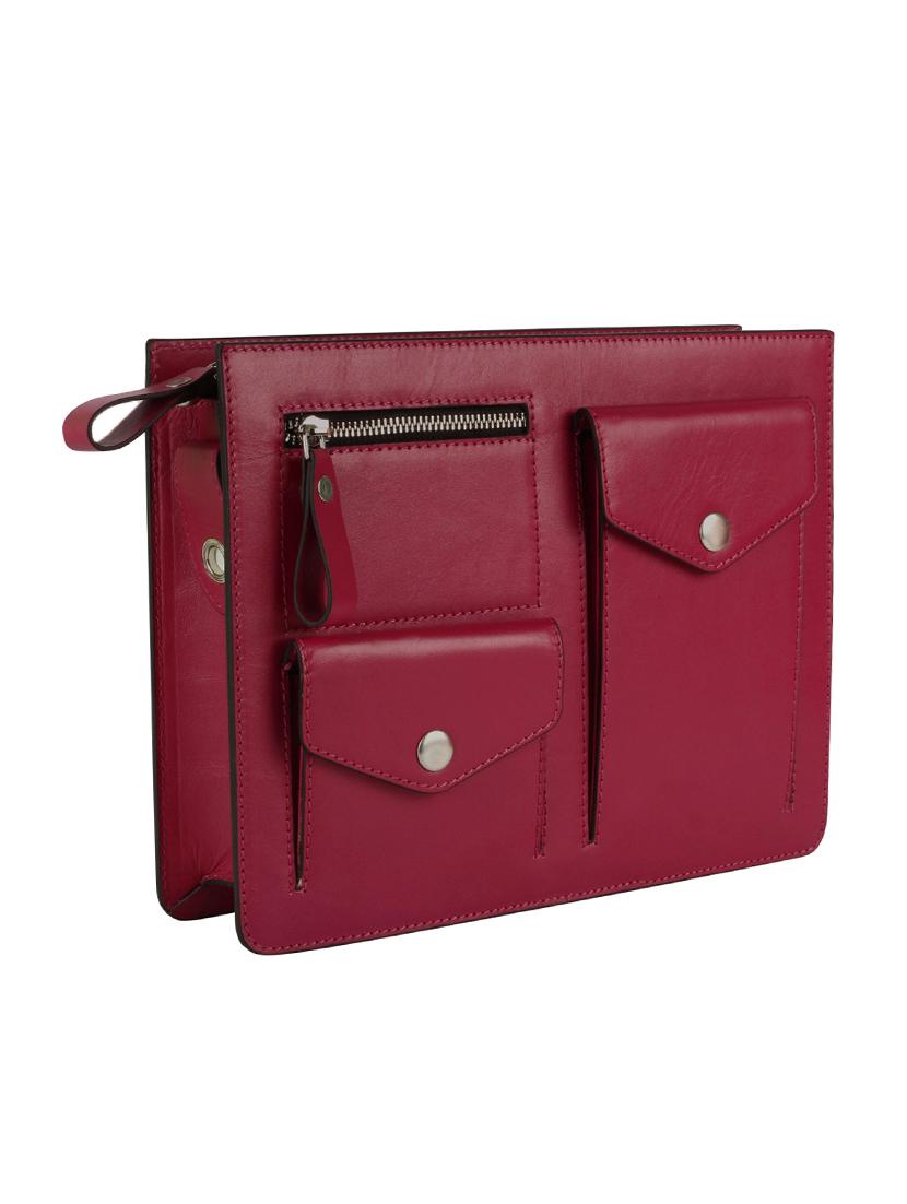maroon leather structured sling bag - 16480449 - Zoom Image - 4