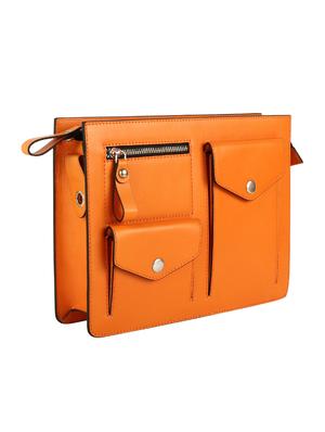 orange leather structured sling bag - 16480452 - Standard Image - 4