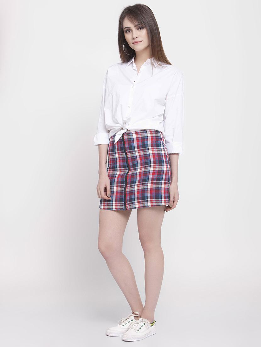zipper detail plaid skirt - 16482546 - Zoom Image - 4