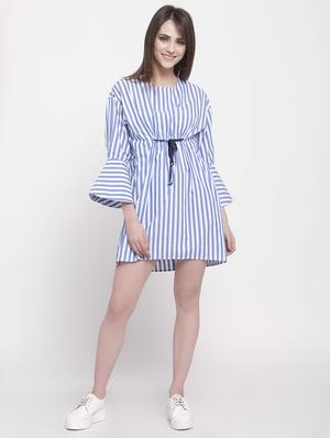 drawstring striped a-line dress - 16482554 - Standard Image - 4