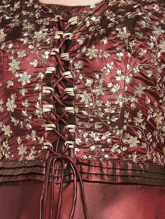 embroidered a-line gown - 16482602 - Zoom Image - 4