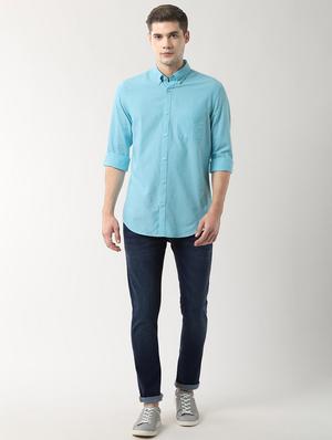 blue solid casual shirt - 16482877 - Standard Image - 4