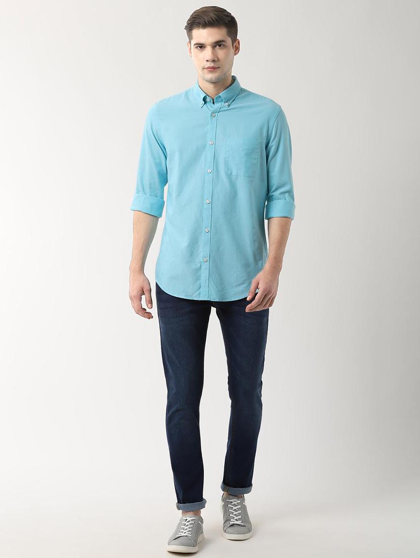 blue solid casual shirt - 16482877 - Zoom Image - 4