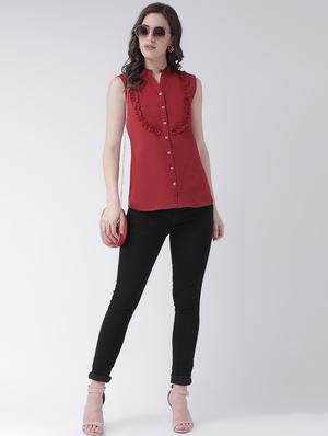frill detail solid shirt - 16483266 - Standard Image - 4