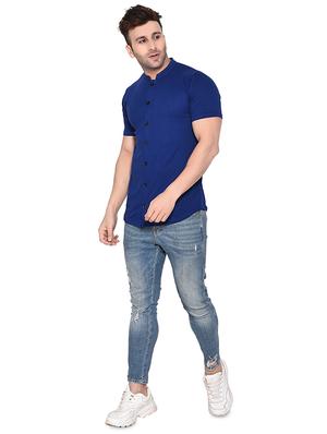 blue solid casual shirt - 16483438 - Standard Image - 4