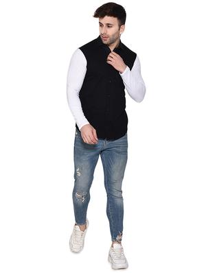 black color block casual shirt - 16483451 - Standard Image - 4