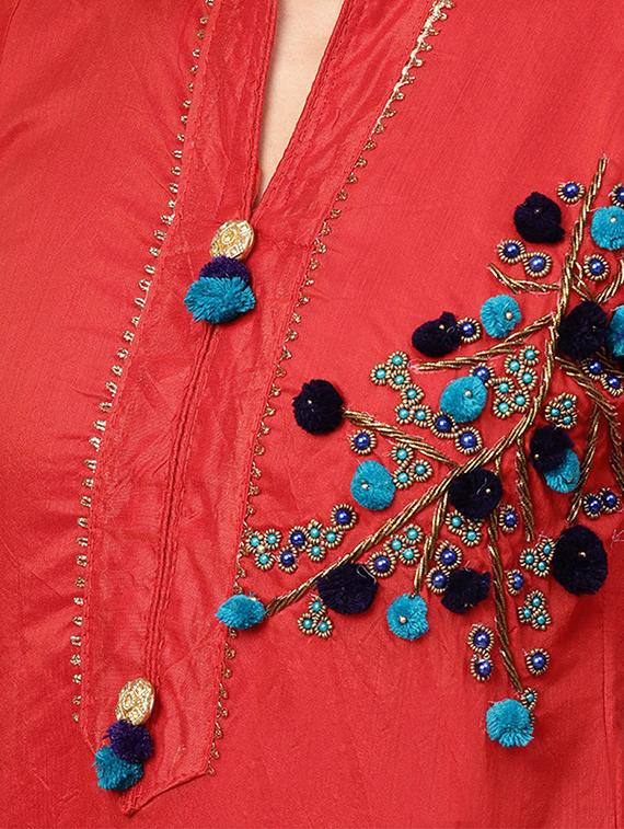 embellished unstitched straight pant suit - 16483694 - Zoom Image - 4